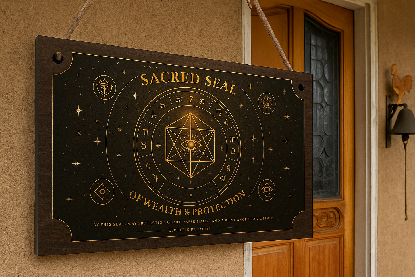 Sacred Seal of Wealth & Protection – Esoteric Royalty™ Wooden Hanging Plaque
